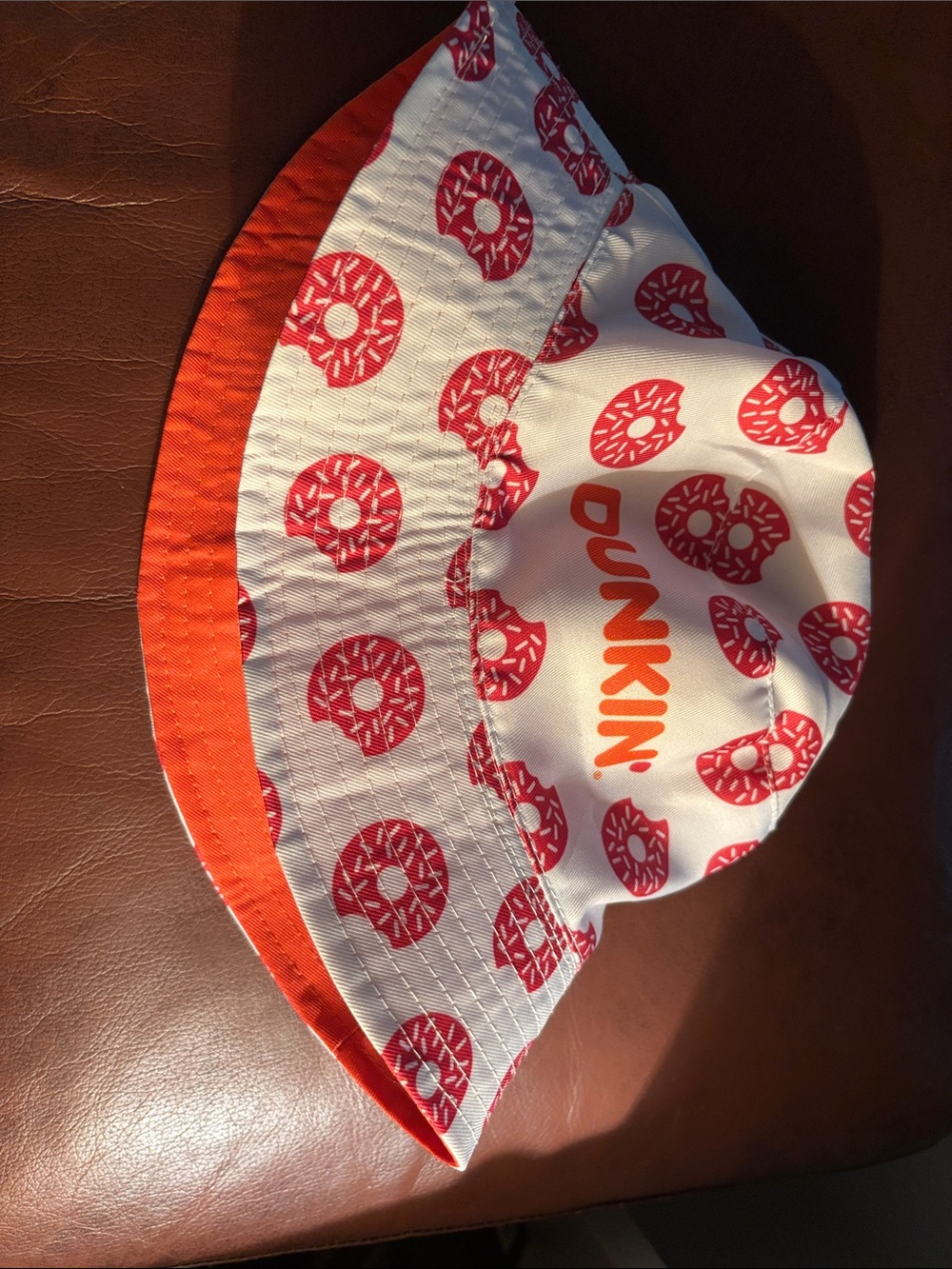 Kids Donut Print Sun Hat - White & Orange